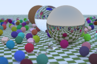 Ray traced Spheres with checkerboard texture